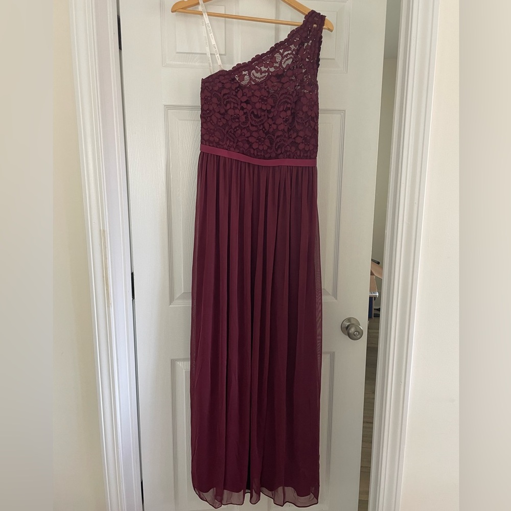 Maroon One-Shoulder Bridesmaid Dress